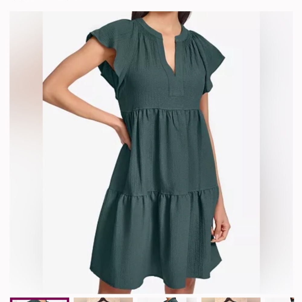 Calvin Klein Forest Green Tiered Midi Dress